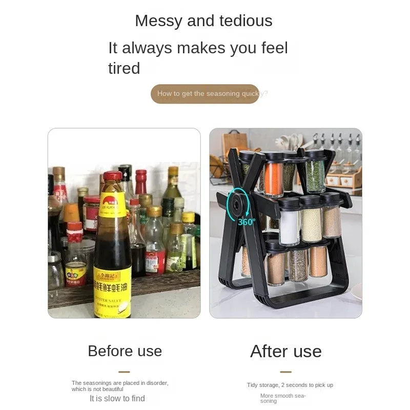 Rotating Spice Rack Organizer Spinning Spice Organizer With 18 Jars Revolving Spice Rack Shelf For Kitchen Counter Organization