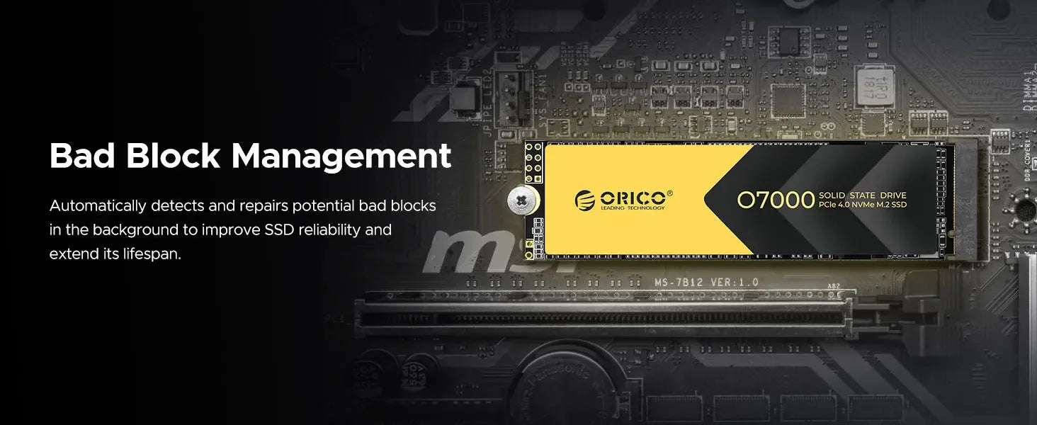 ORICO PCIe4.0 M.2 NVMe SSD PS5 Gaming 7400MB/S Internal Solid State Drive M Key 2280 SSD for Content Creators 1TB/2TB/4TB O7000 - Evallys.com