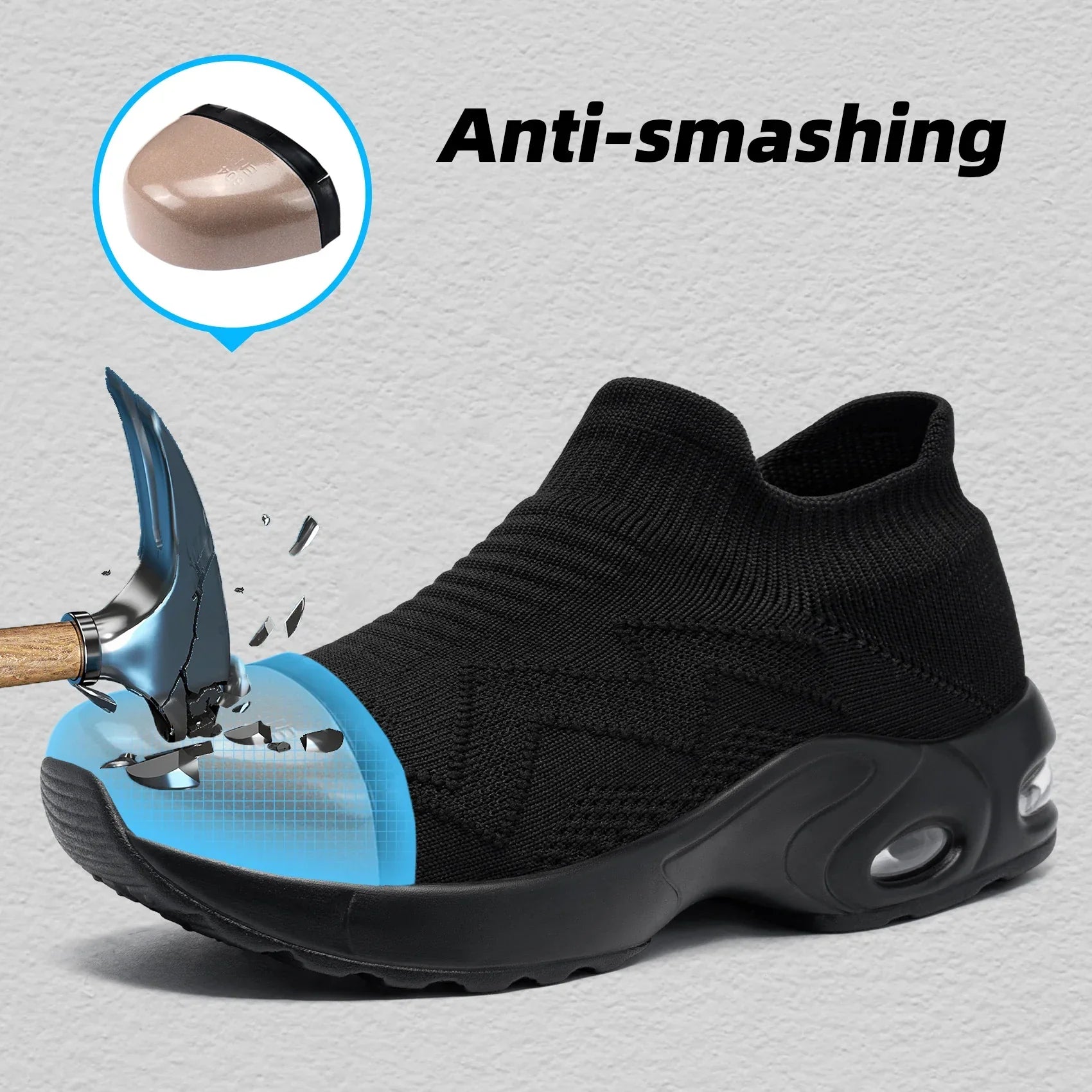 LARNMERN Safety Shoes Breathable Women Steel Toe Work Shoes Lightweight Slip On SpringSummer Sneakers Construct Safety Boots - Evallys.com