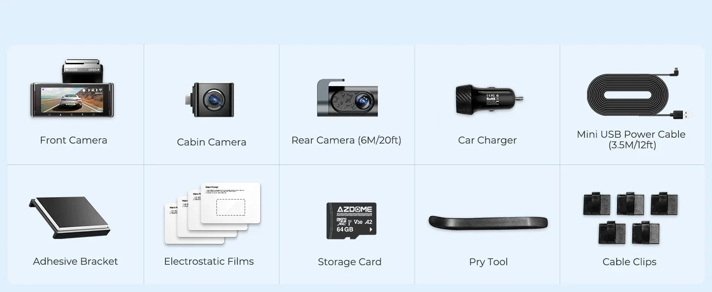 Upgrade AZDOME M550 Pro Car DVR Dash Cam 4K 5.8Ghz WiFi 2/3 Cameras Front/Cabin/Rear Cam GPS Night Vision Parking Monitor داش كا - Evallys.com