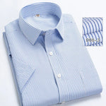 2022 Plus Size 8xL 7XL 6XL Men's Business Short Sleeve Fomal Shirts Man Striped Summer Work Dress Shirt Soft White - Evallys.com