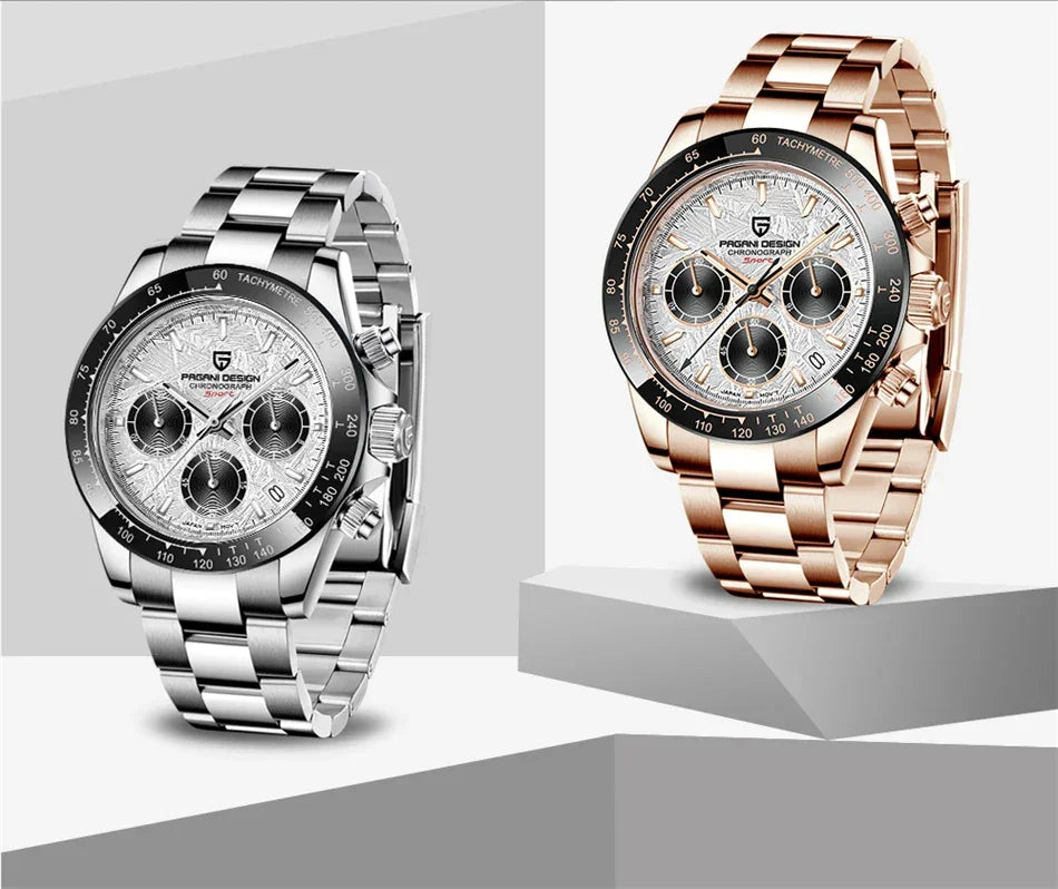 40mm New V2 PAGANI DESIGN Men's Quartz Watches Sapphire Retro Chronograph Stainless Steel Waterproof Watch Men Relogio Masculino - Evallys.com