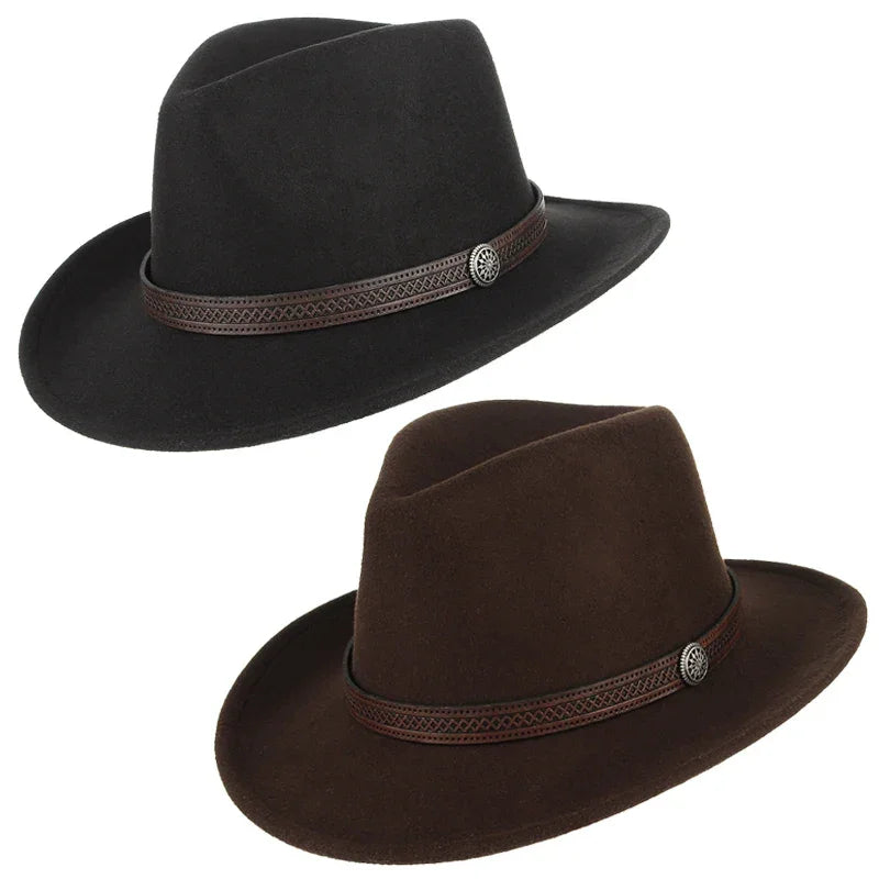 GEMVIE Western Fedora Cowboy Hat – Unisex Wide Brim Sombrero - Evallys.com