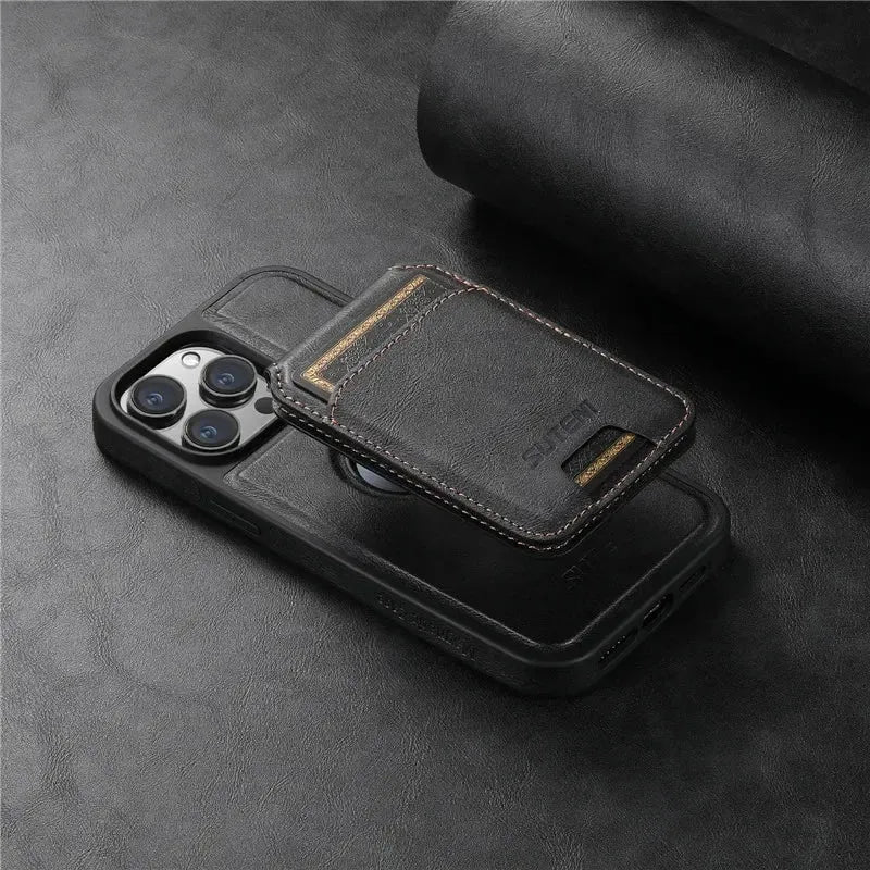 2 in 1 detachable With Magsafe Wireless Charging Wallet Leather Phone Case For iPhone 16 15 Pro Max 14 13 12Pro Magnetic Cover - Evallys.com