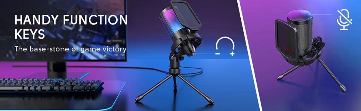 FIFINE Ampligame USB Microphone for Gaming Streaming with Pop Filter Shock Mount&Gain Control,Condenser Mic for PC/MAC - Evallys.com
