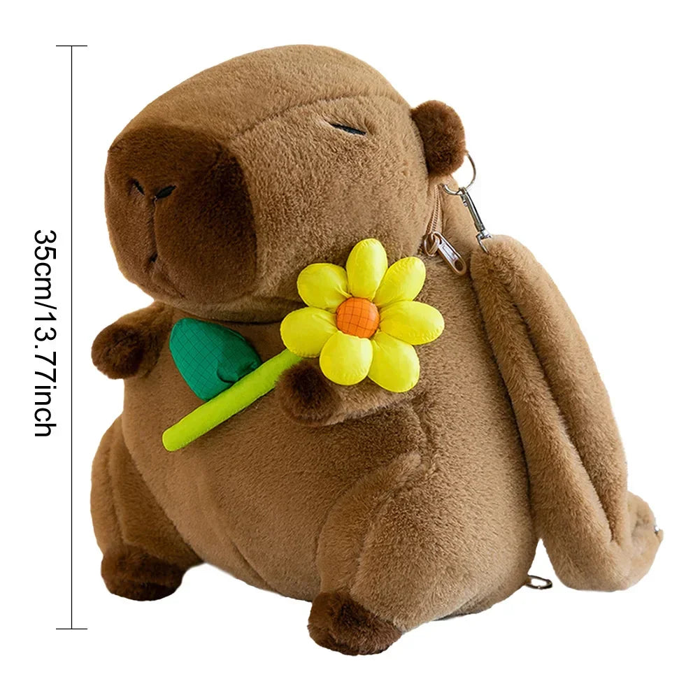 Cute Capybara Plush Backpack Funny Kawaii Doll Fur Bag Cartoon Capybara Shoulder Bag Soft Girl Small Backpack for Girls Children - Evallys.com