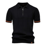 AIOPESON Men's Solid Color Sport Zipper Polo Shirt Athletic Social Polo Shirts for Men Office Slim Fit Polo - Evallys.com