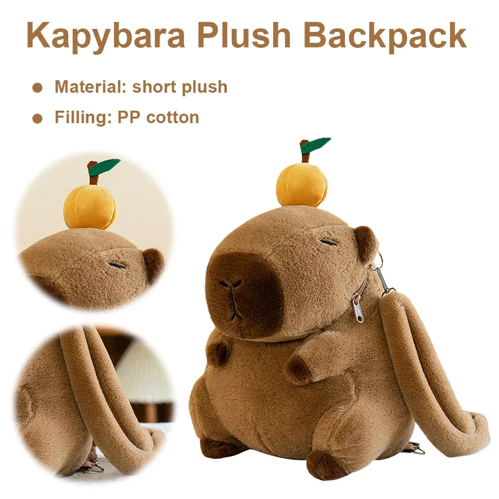 Cute Capybara Plush Backpack Funny Kawaii Doll Fur Bag Cartoon Capybara Shoulder Bag Soft Girl Small Backpack for Girls Children - Evallys.com
