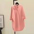 Elegant Cotton Linen Women’s Mid-Length Shirt – Casual Commuter Style - Evallys.com