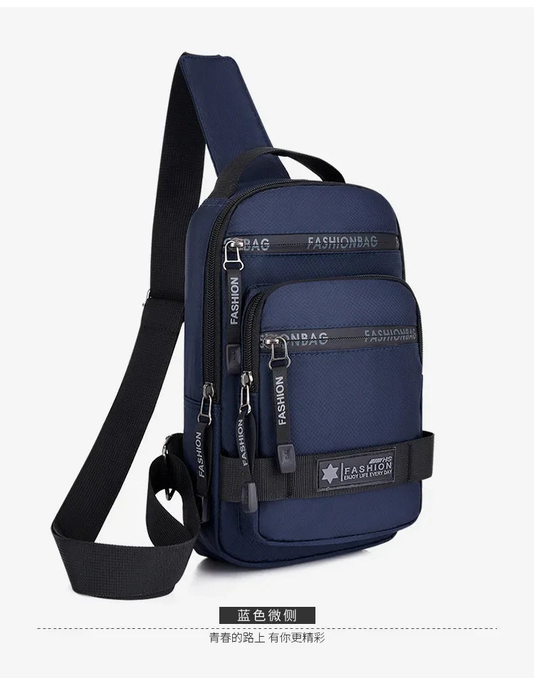 Chest Bag For Men New Large Capacity Shoulder Korean Version Travel Lightweight Nylon Crossbody Bag Backpack - Evallys.com