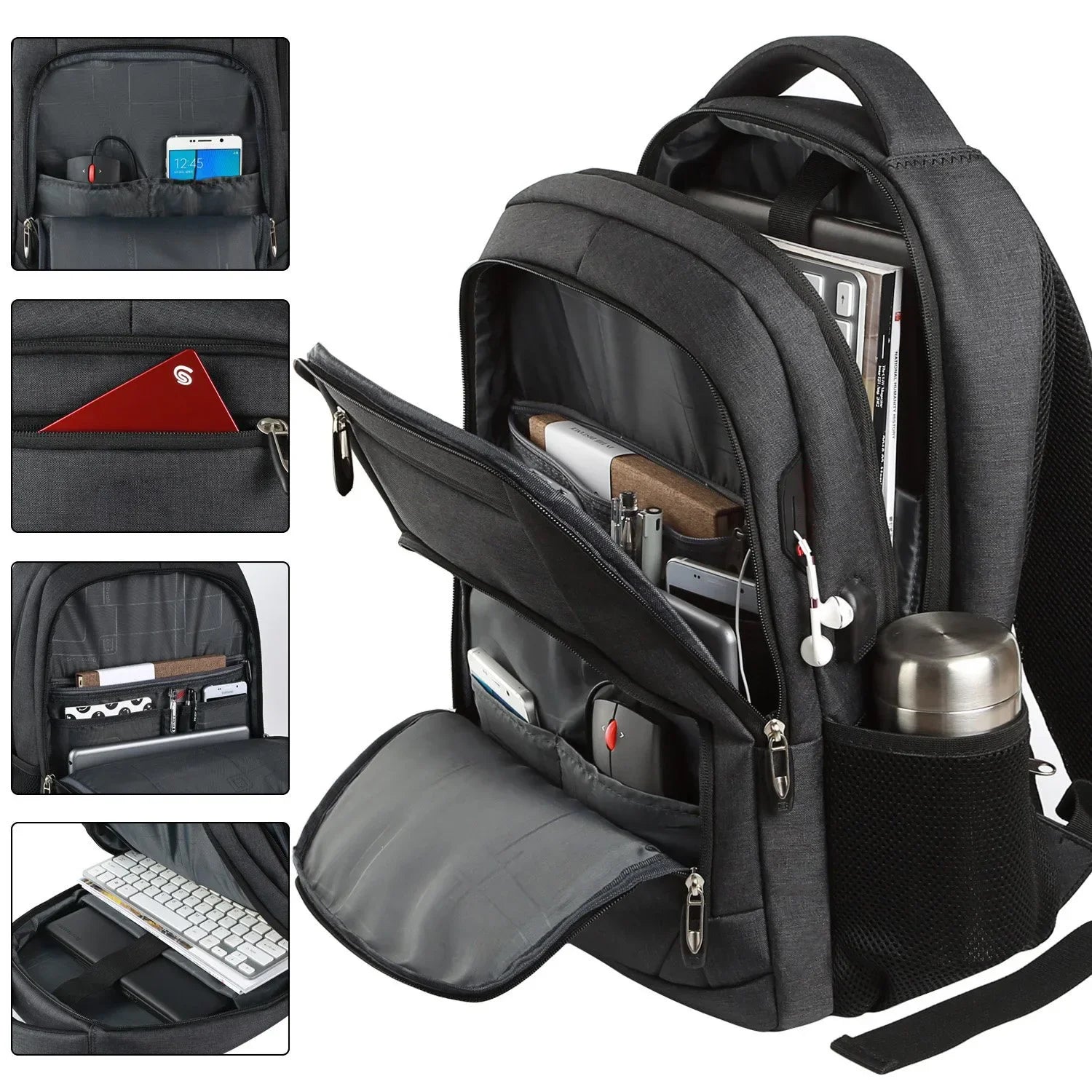 Man Backpack Men Travel Bag Outdoor Camera Lens Bag Black Ergonomics Laptop Bag Large Capacity Mountaineering Waterproof Handbag - Evallys.com