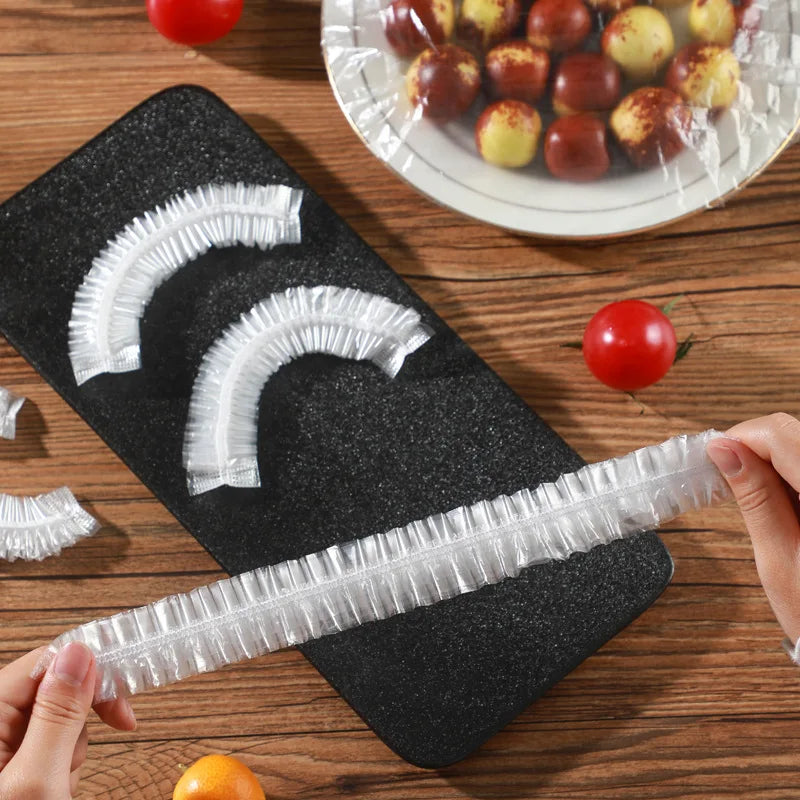 Disposable Food Cover Plastic Wrap Fruit Food Cover Bags Elastic Plastic Wrap Cover Food Grade Storage Bag Kitchen Organizer