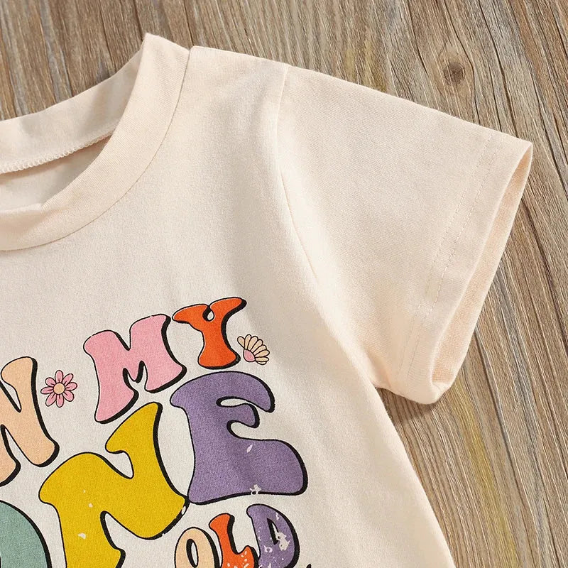 2024-04-05 Lioraitiin Summer Kids Girls Birthday T-Shirts Letter Print O-Neck Short Sleeve Birthday Shirts Casual Toddler Tops - Evallys.com