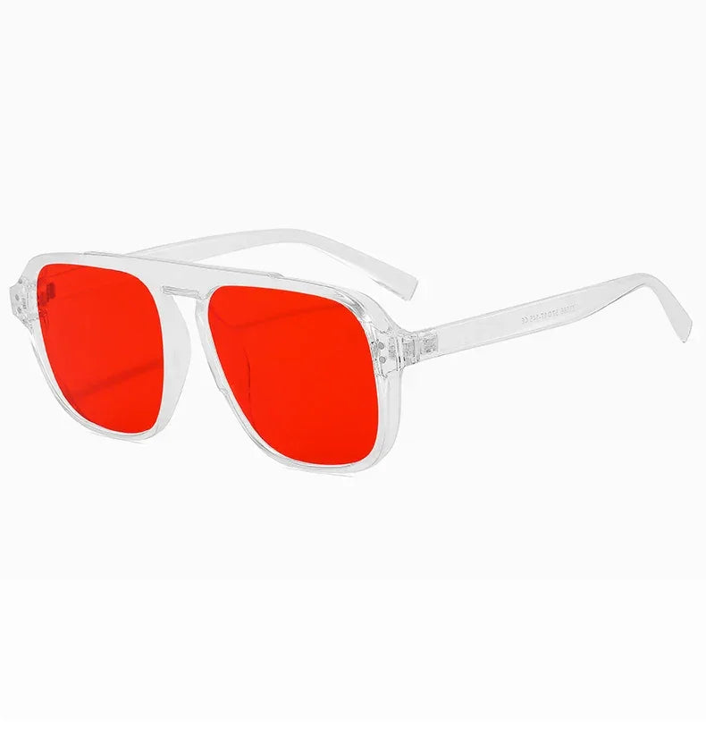 SORVINO Oversized Red Square Rivets Sunglasses Fashion Women Vintage Brand Designer Men Trendy Yellow Sun Glasses Shades UV400 - Evallys.com