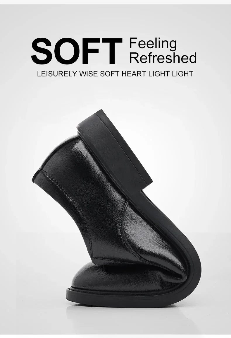 3/6/8 CM Elevator Shoes Men Dress Shoes Black Soft Leather Men Heighten Formal Shoes Casual Business Men Oxfords Suit Shoes - Evallys.com
