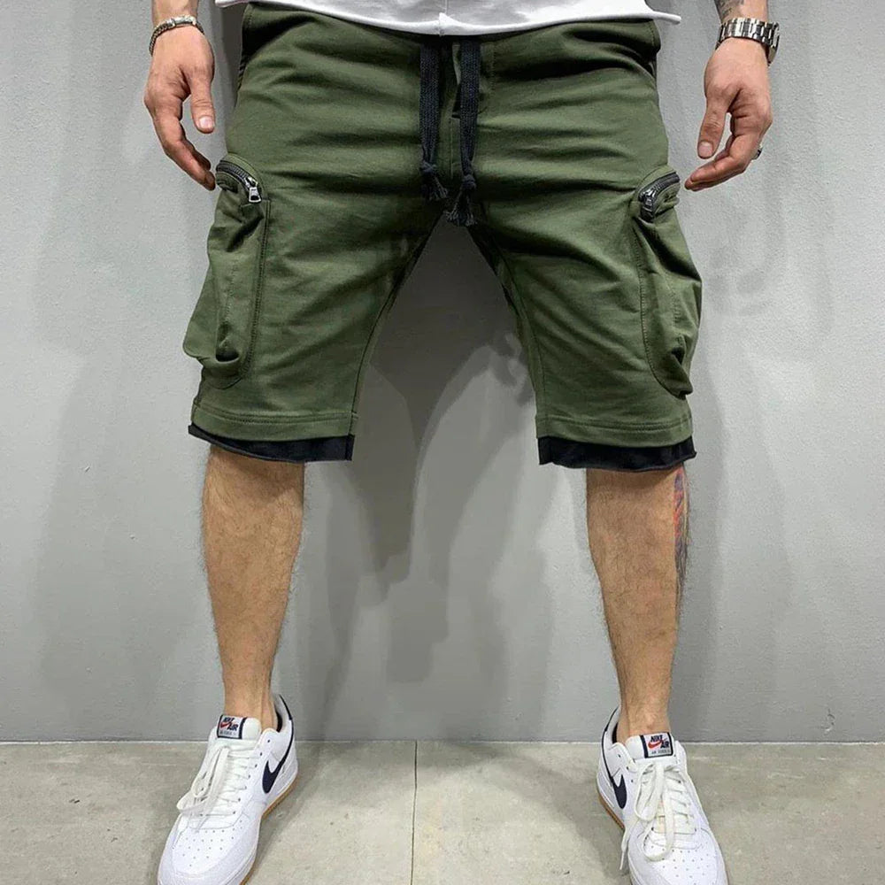 Mens Summer Cargo Shorts Cotton Workout Fitness Shorts Breathable Jogger Training Gyms Bodybuilding Multi Pocket Yellow Shorts - Evallys.com