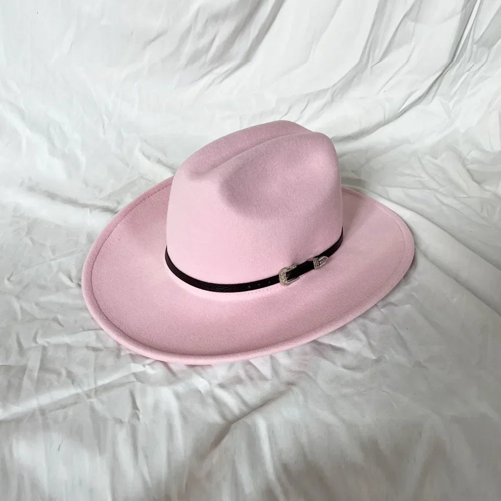 Vintage Western Cowboy Hat – Unisex Wide Brim Leather Jazz Cap - Evallys.com