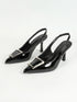 Women's Kitten Heel Slingback Low Pumps 3 Inches Stiletto Pointed Closed Toe Elegant Dressy Bridal Wedding Party Shoes - Evallys.com