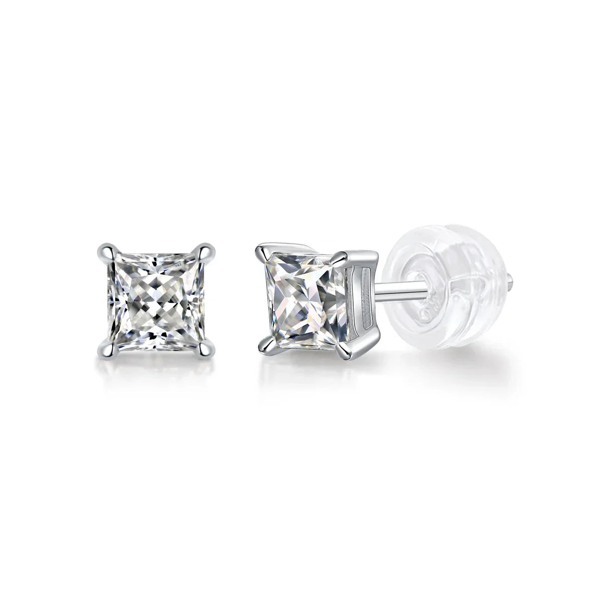 JIUZUAN 2pcs/pair S925 Moissanite Square Lab Created Stud Earrings, Men's Hip Hop Jewelry, Christmas Gifts - Evallys.com