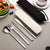 Portable Cutlery Set for Camping & Travel 4pcs Stainless Steel Knife, Fork, Spoon Kit with Storage Box
