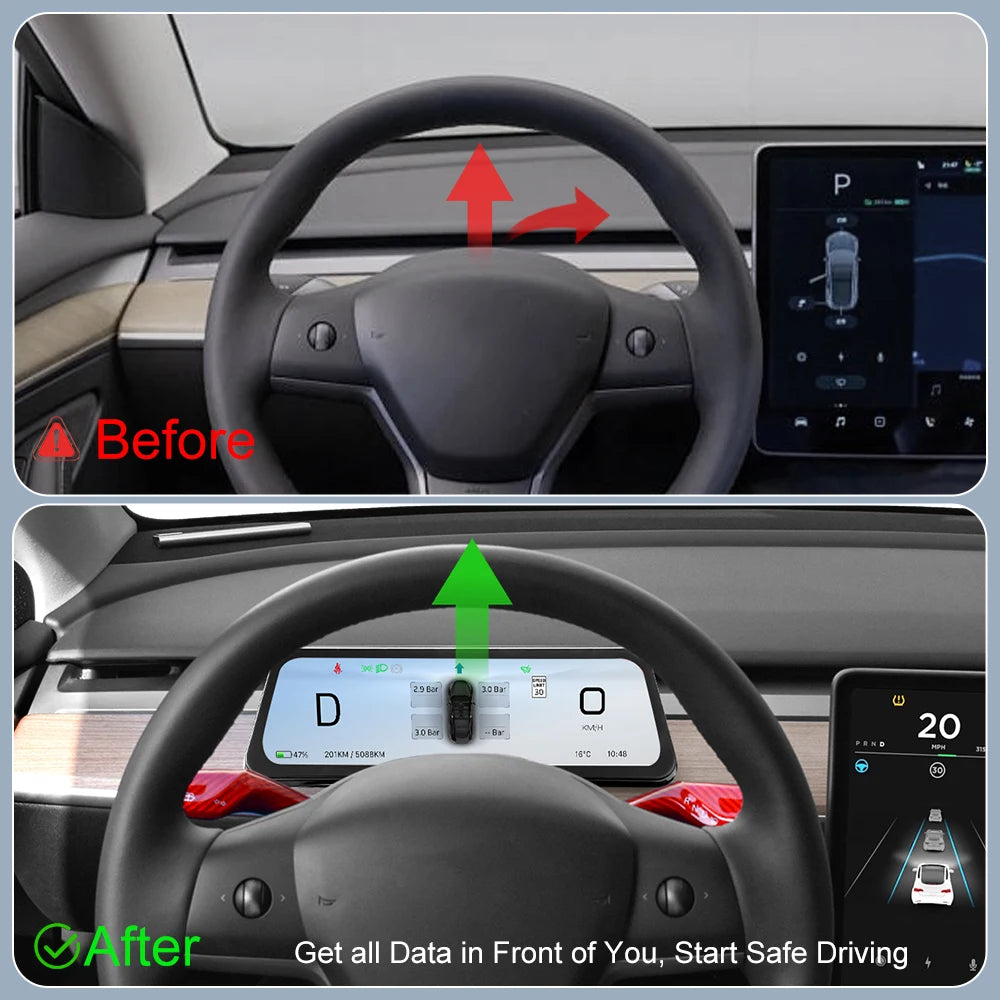 Onlysay Hud Head-Up Display Korean Support Wireless CarPlay OTA Update 9.6 Inch Instrument Display For Tesla Model 3 Y