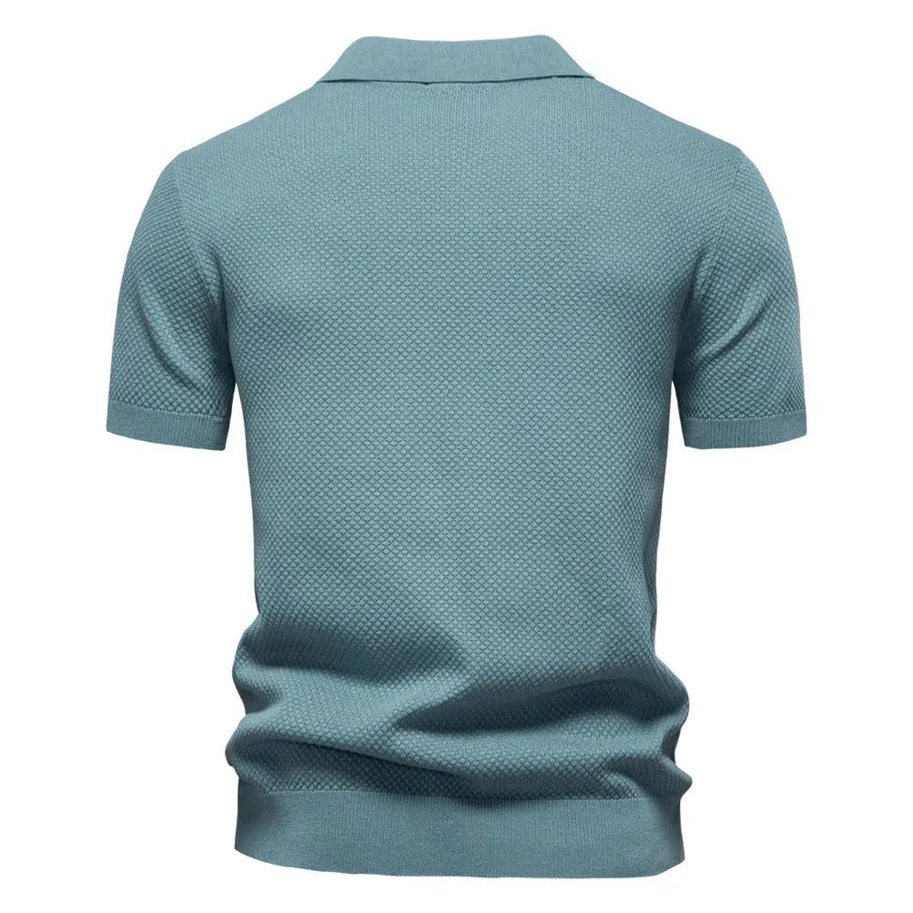 AIOPESON Men's Summer Breathable Polo Shirt Short Sleeve Solid Color Casual Polo Shirts for Men Lightweight Stretch Polo ﻿ - Evallys.com
