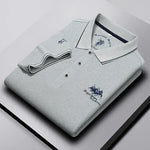 Men's Business Casual Short Sleeved Embroidered Solid Color Polo Shirt Fashionable Breathable Comfortable Summer Versatile Top - Evallys.com