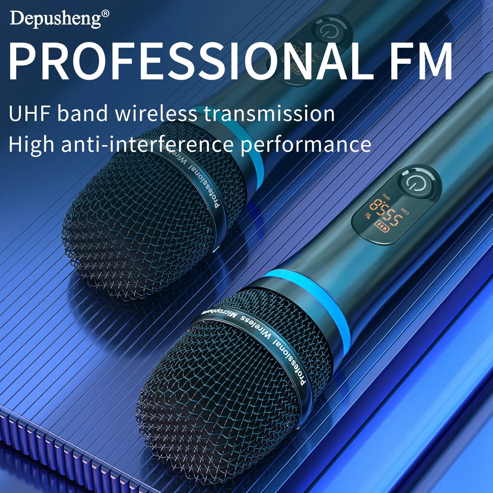 Wireless Microphone Depusheng W8-1 UHF Metal Dynamic Handheld Karaoke Mic With Rechargeable Receiver For Karaoke Wedding - Evallys.com