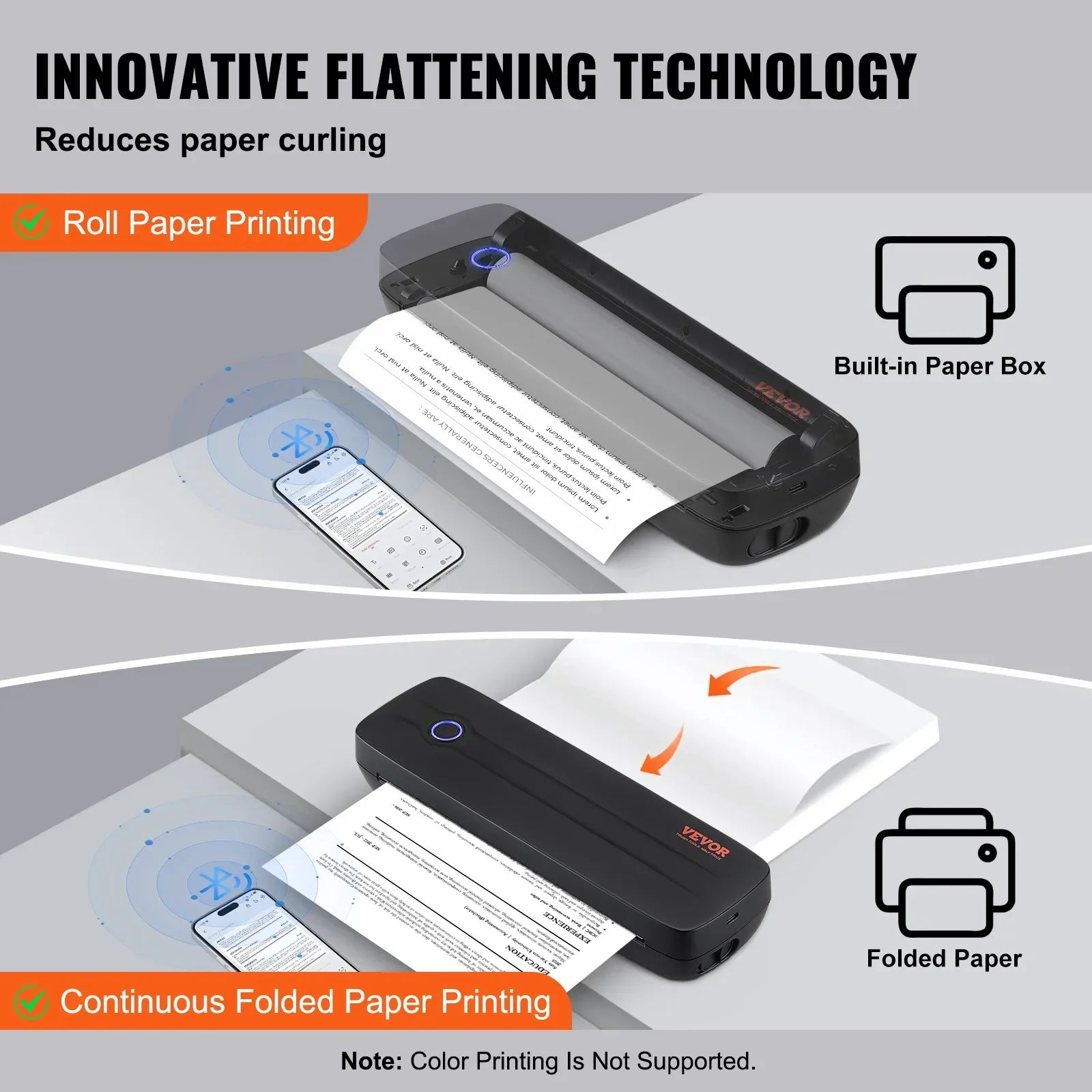 SucceBuy Portable Bluetooth Inkless Mobile Thermal Printer for A4 A5 11-2600mAh Battery Compatible with Mutiple Systems Home - Evallys.com