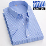 2022 Plus Size 8xL 7XL 6XL Men's Business Short Sleeve Fomal Shirts Man Striped Summer Work Dress Shirt Soft White - Evallys.com