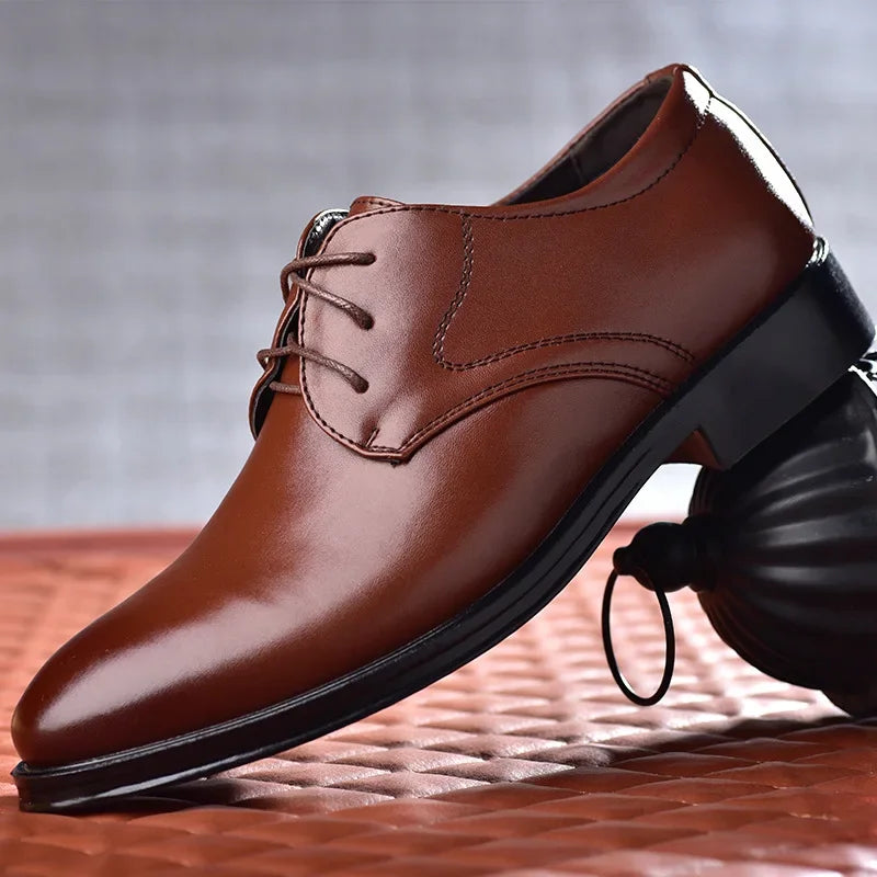 Men Dressing Shoes Formal for Men's Casual Shoe Leather Social Wedding Designer Pointed Toe Black Office Winter Shoes Brand 2023 - Evallys.com