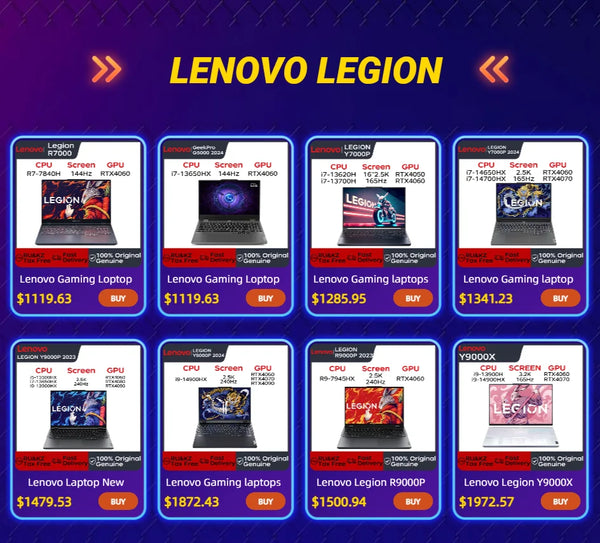 Lenovo Legion R9000P Gaming Laptop (Legion Pro 5) 16“2.5K 240Hz AMD Ryzen9-7945HX 16G/32G RAM 1T/2TB SSD Notebook Computer PC - Evallys.com # #