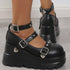 DoraTasia Retro INS Black Round Toe Heel Studded Punk Nightclub Ladies Mary Jane Y2 Lace Buckle Lolita Women's Shoes - Evallys.com