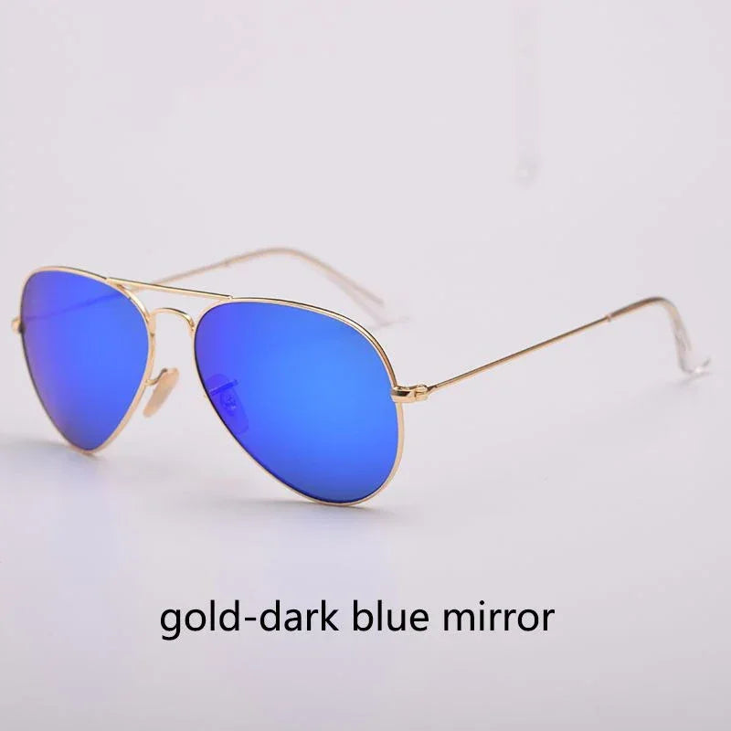Top Quality Real Glass Lenses Men Women Sunglasses Brand Fashion Pilot Metal Frame Classic Style Outdoor UV400 Sun Glasses - Evallys.com