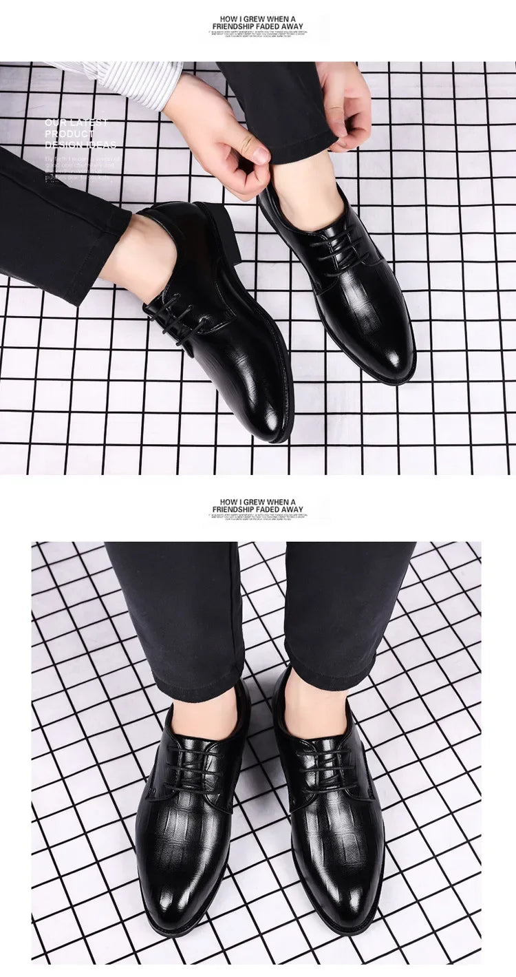 Mens Leather Dress Shoes Men's Formal Social Male Shoe Casual Business Pointed Toe Luxury Party Designer Shoes for Men - Evallys.com