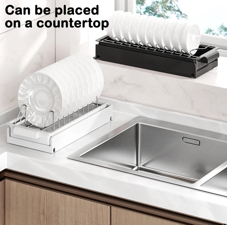 Kitchen Pull Out Dish Racks With Drainboard Drawer Storage Sliding Mesh Cabinet Basket for Accessorie Pull Out Cabinet Organizer