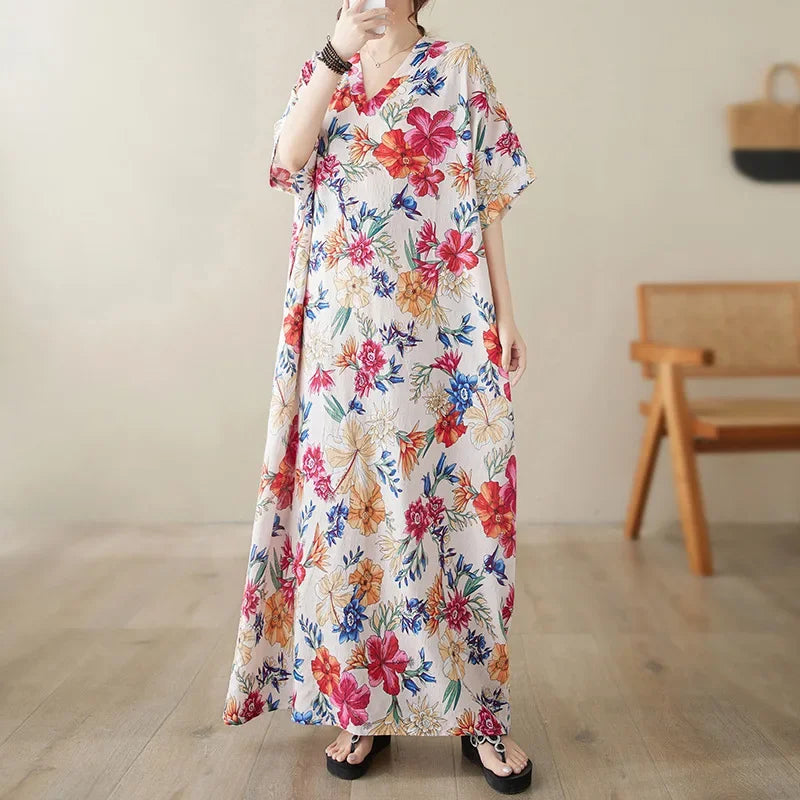 Bohemian Summer Maxi Dress – Vintage Loose Beach Streetwear - Evallys.com