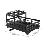 Bowl Rack - 2 Tier Dish Drainer Storage Adjustable Space Saving Kitchen Utensil Organizer for Plates Cups Cutlery