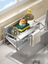 Stainless steel sponge rack sink drain rack Multifunctional countertop rag storage rack Sponge storage rack kitchen supplies