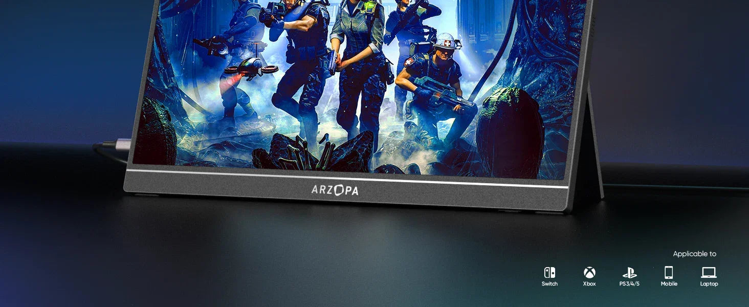 ARZOPA 16.1 inch 100% sRGB 144Hz Portable Monitor Gaming Laptop Display with Type C Mini HDMI For PS/Steam/Deck/Switch/PC/Mac - Evallys.com