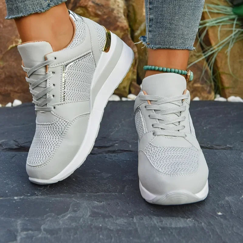 Women’s Rhinestone Sneakers – Fashion Lace-Up, Thick Sole & Non-Slip - Evallys.com