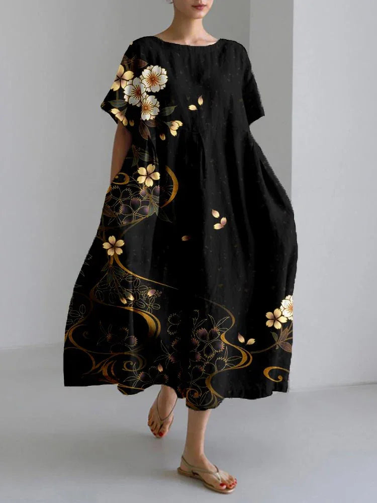 2024 Women’s Summer Fish Print Dress – Casual Loose Mid-Calf Dress - Evallys.com