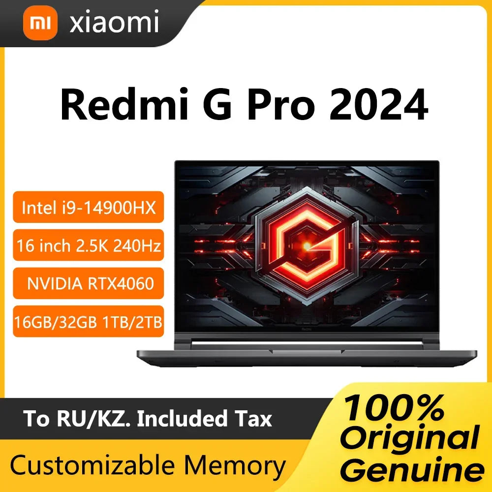 2024 Xiaomi Redmi G Pro Gaming Laptop 16 Inch 2.5K 240Hz E-Sports Screen Netbook i9-14900HX 16GB 1TB RTX4060 Gaming Notebook PC - Evallys.com # #