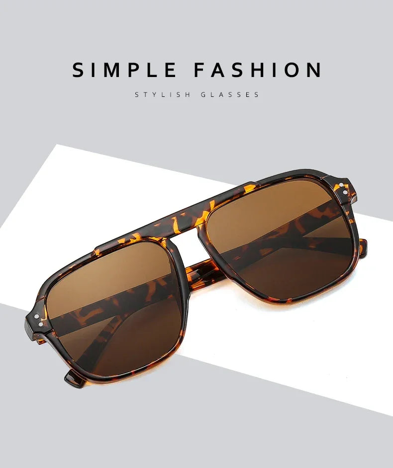SORVINO Oversized Red Square Rivets Sunglasses Fashion Women Vintage Brand Designer Men Trendy Yellow Sun Glasses Shades UV400 - Evallys.com