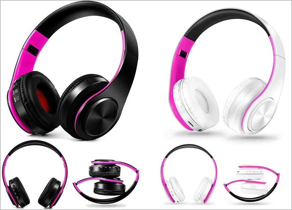2025 Upgrading Wireless Bluetooth Headphones Stereo Headset Music Sports Overhead Earphone with Mic for Smart Phone TV PC Tablet - Evallys.com