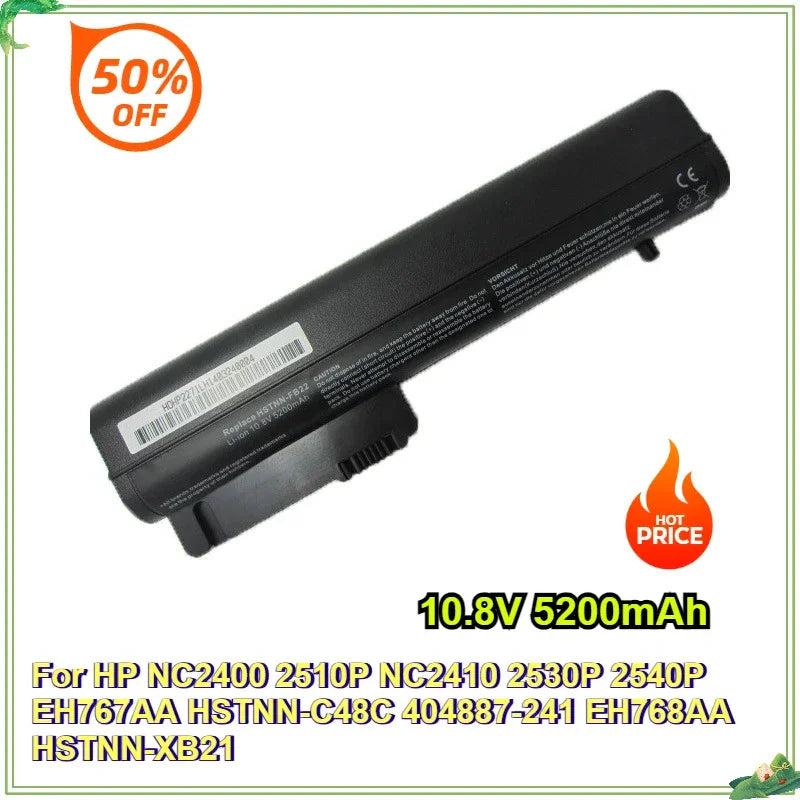 5200mAh 6Cells Laptop Battery for HP EliteBook 2530p 2540p Nc2400 2510P NC2410 EH767AA HSTNN-C48C 404887-241 EH768AA HSTNN-XB21 - Evallys.com