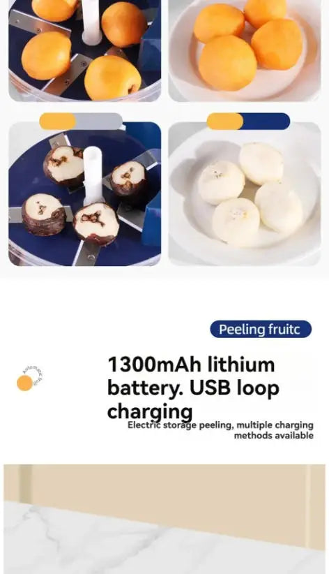 Automatic Fruit Peeler Machine Wireless Portable  Grape/Apple/ Garlic/plum/Peach Peeler for Home, Fast & Easy Kitchen Gadget