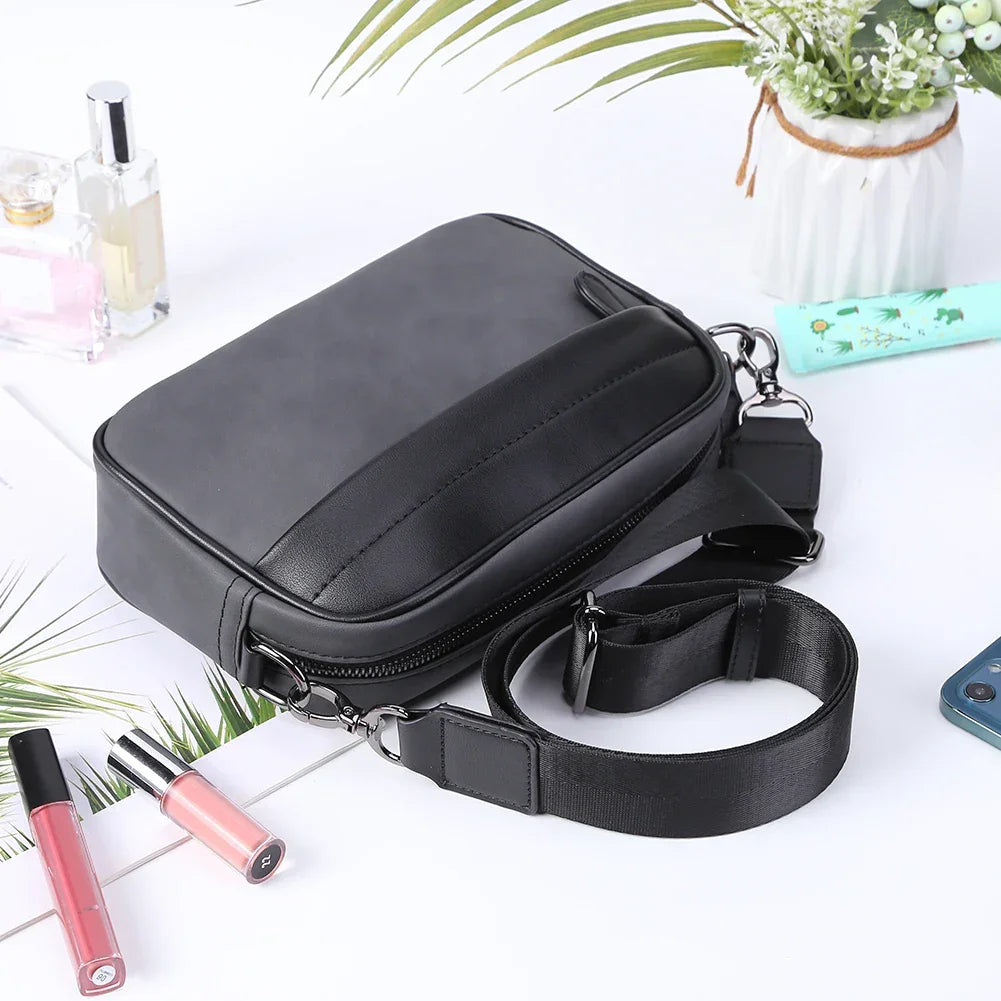 Men’s Leather Crossbody Bag – Classic Pattern Small Square Travel Bag - Evallys.com