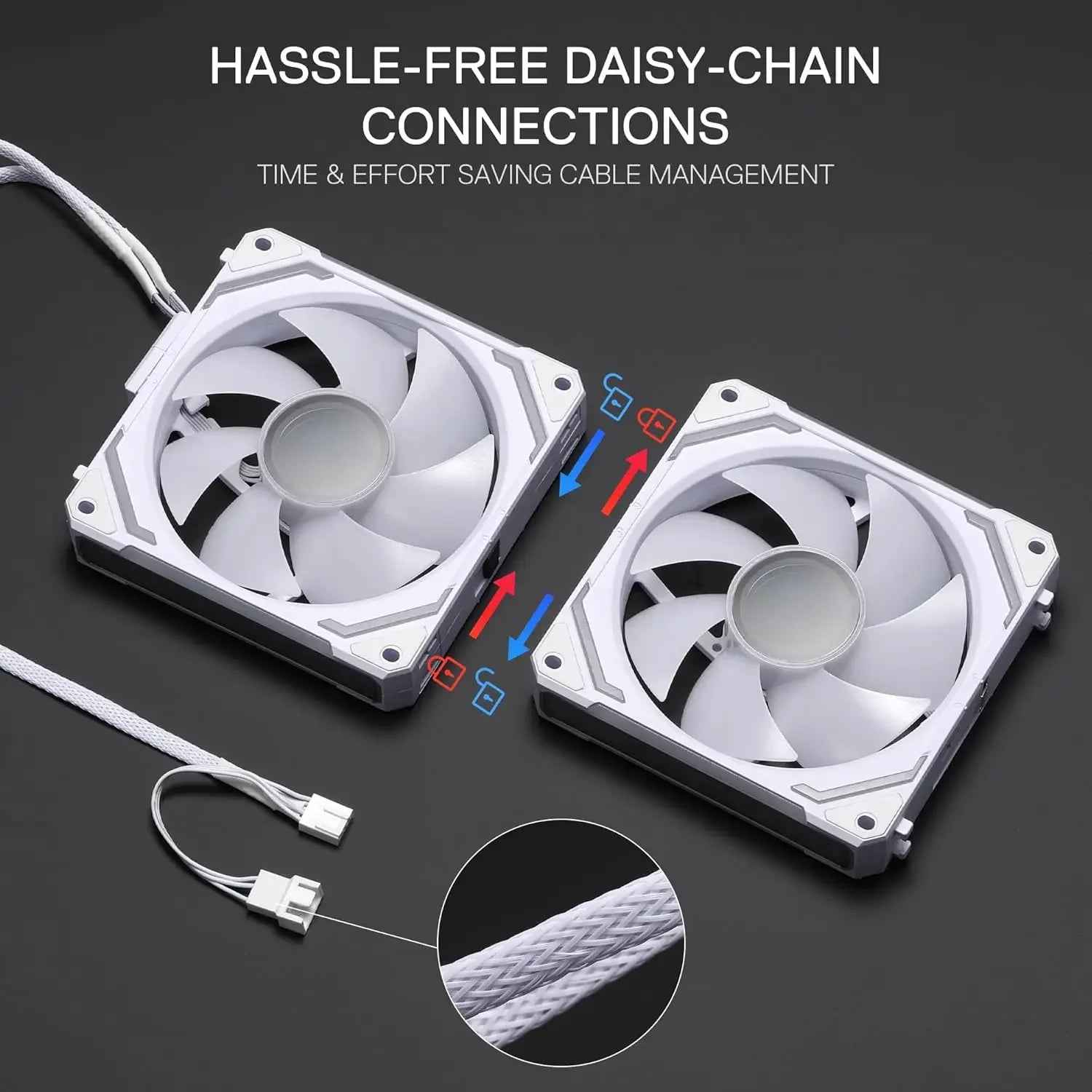Redragon GCF012 Standard 120mm 4 Pin PWM PC Case Fan for Radiator/Computer Case Cooling, 120x120x25mm, 3 Pack, White - Evallys.com