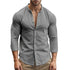 Men's Henry Shirts Cotton Linen Slim Fit Causal Hawaiian Solid Color Basic Style Spring Summer Breathable Men Clothing - Evallys.com